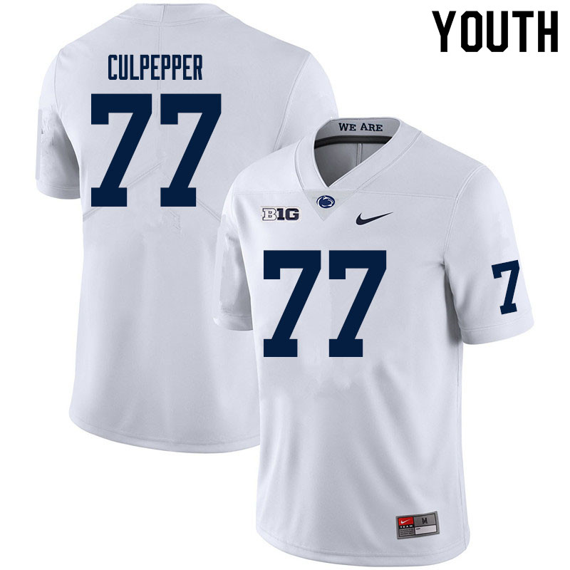 Youth #77 Judge Culpepper Penn State Nittany Lions College Football Jerseys Sale-White - Click Image to Close